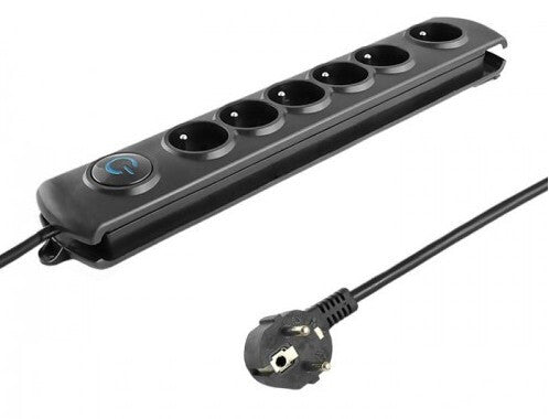 Qoltec 50111 overspændingsbeskytter Sort 6 AC stikkontakt(er) 230 V 1,8 m