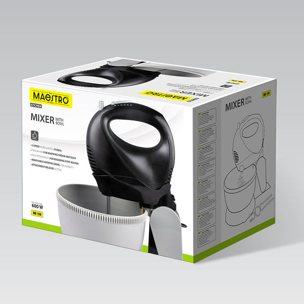 Maestro MR-550 røremaskine og mikser Bordmixer 600 W Sort