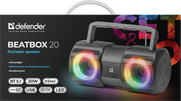 Defender BEATBOX 20 Bærbar stereohøjttaler Sort 20 W