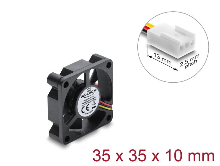 DeLOCK 67616 Computerkølesystem Computerkabinet Ventilator 3,5 cm Sort 1 stk