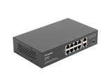 Lanberg RSFE-8P-2GE-120 netværksswitch Ikke administreret Gigabit Ethernet (10/100/1000) Strøm over Ethernet (PoE) 1U Sort