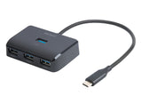 Deltaco USB-C hub med 4 USB-A porte, 5 Gbit/s, ekstra strømindgang, sort