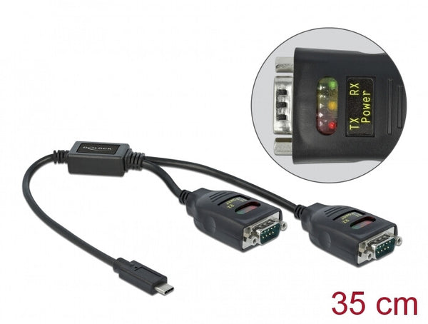 DeLOCK 90494 serielkabel Sort 0,35 m USB Type-C RS-232 DB9