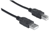 Manhattan 333382 USB-kabel USB 2.0 3 m USB A USB B 0,48 Gbit/sek. Sort