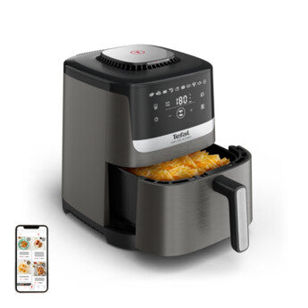 Tefal Easy Fry Silence EY551HE0 frituregryde Enkelt 5 L Enkeltstående Varmluftsteger Sort, Grå, Rustfrit stål