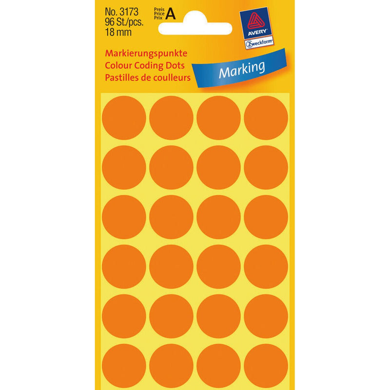 Avery 3173 selvklæbende etiket Cirkel Orange 96 stk