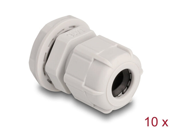 DeLOCK 60654 kabelforskruning Grå Plast 10 stk