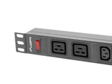 Lanberg PDU-02I1908I-0200-C20-BK strømforsyningsenhed (PDU) 10 AC stikkontakt(er) 1U Sort