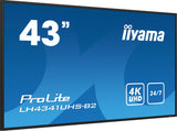 iiyama LH4341UHS-B2 skilte display 108 cm (42.5") LCD 500 cd/m² 4K Ultra HD Indbygget processer Android 8.0 24/7