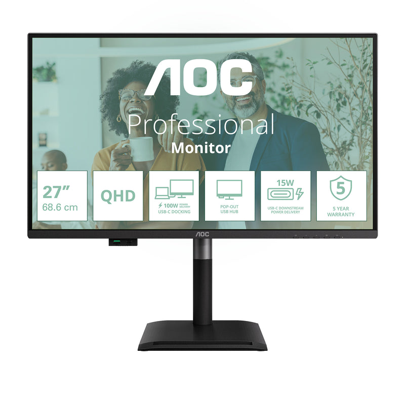 AOC Q27P4CV computerskærm 68,6 cm (27") 2560 x 1440 pixel Quad HD LED Sort