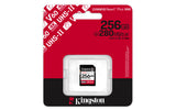 Kingston Technology 256 GB Canvas React Plus SDXC UHS-II 280R/150W U3 V60 til fuld HD/4K