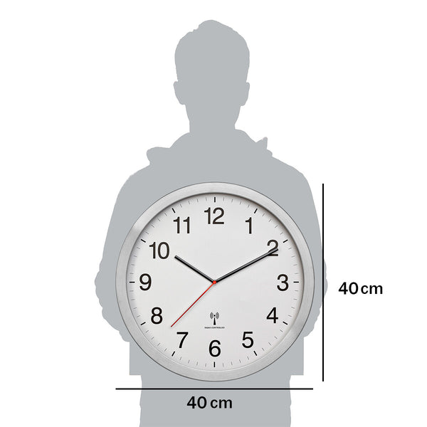 TFA-Dostmann 60.3545.02 Væg- og bordur Analogt ur Rund Aluminium, Hvid