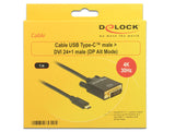 DeLOCK 1m, USB-C/DVI 24+1 USB grafisk adapter 3840 x 2160 pixel Sort