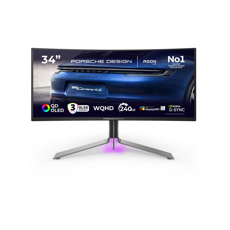 AOC Porsche PD34 computerskærm 86,4 cm (34") 3440 x 1440 pixel Wide Quad HD QD-OLED Sort