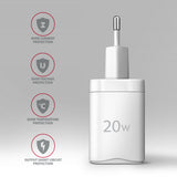 Axagon ACU-PD20W wall charger 1x QC3.0/AFC/FCP/PD type-C 20W white Mobiltelefon, Smartphone, SmartWatch, Tablet, Universel, Ur Hvid Vekselstrøm Hurtig opladning Indendørs