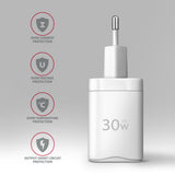 Axagon ACU-PQ30W Ladegerät QC3.0.4.0/AFC/FCP/PPS/Apple+ PD USB-C 30W - weiß - USB Typ C Mobiltelefon, Smartphone, SmartWatch, Tablet, Universel Hvid Vekselstrøm Hurtig opladning Indendørs
