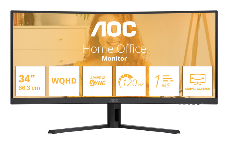 AOC B3 CU34B3E computerskærm 86,4 cm (34") 3440 x 1440 pixel Wide Quad HD LED Sort