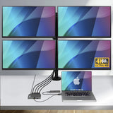StarTech.com QUAD-USB-DP-ADAPT dockingstation Ledningsført USB 3.2 Gen 1 (3.1 Gen 1) Type-C Grå