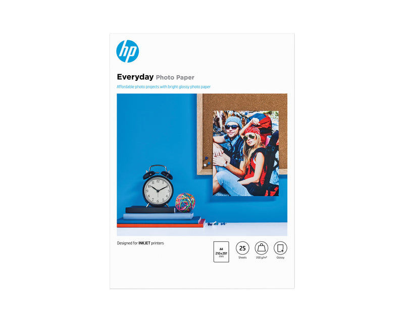 HP almindeligt fotopapir, blankt, 25 ark/A4/210 x 297 mm