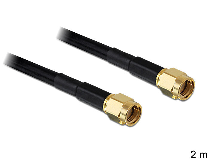 DeLOCK RP-SMA - RP-SMA, 2m koaxial kabel Sort