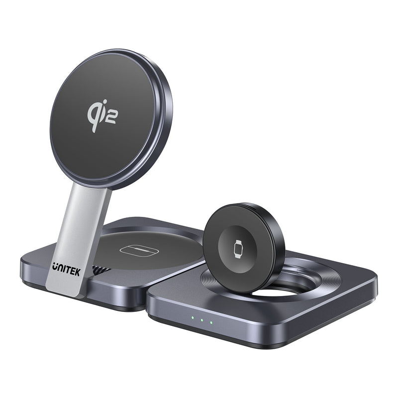 UNITEK P1300AGY01 oplader til mobil enhed Hovedtelefoner, Smartphone, SmartWatch Grå USB Trådløs opladning Hurtig opladning Indendørs