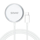 Savio LA-11 oplader til mobil enhed Mobiltelefon, Universel Hvid DC Trådløs opladning Indendørs