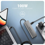 Axagon HMC-5H USB-C 3.2 Gen 1 hub 3x USB-A 4K HDMI PD 100W - Silber Ledningsført USB 3.2 Gen 1 (3.1 Gen 1) Type-C Sølv