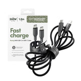 PanzerGlass empower™ by ® Racing 240W USB-C to USB-C Kabel | USB 2.0 | 1.2M | Space Black