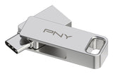 PNY DUO LINK USB-nøgle 128 GB USB Type-A / USB Type-C 3.2 Gen 1 (3.1 Gen 1) Rustfrit stål