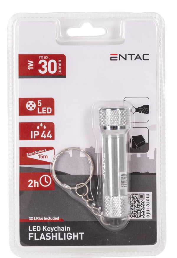 Entac EFL-5LED-KC-S lommelygte Sølv Nøglering med lommelygte LED