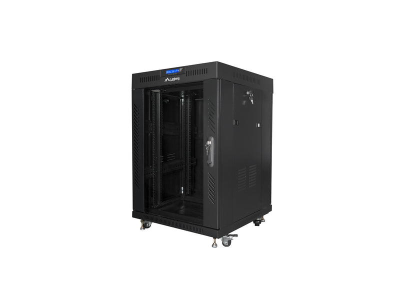 Lanberg FF01-6615-12BL stativ 15U Fritstående reol Sort