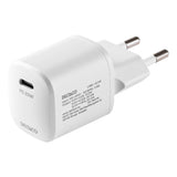 Deltaco USB-C PD vægoplader med 1 m aftageligt USB-C til lightning kabel, hvid