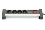Digitus DA-70614 stikdåse 1,5 m 4 AC stikkontakt(er) Indendørs Sort, Sølv