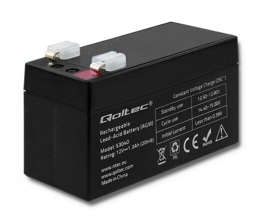 Qoltec 53040 UPS batteri Blybatterier (VRLA) 12 V 1,3 At