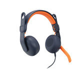 Logitech Zone Learn Headset Ledningsført Uddannelse USB Type-C Blå, Orange