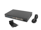 Lanberg RSFE-16P-2C-150 netværksswitch Ikke administreret Gigabit Ethernet (10/100/1000) Strøm over Ethernet (PoE) 1U Sort