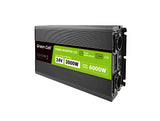 Green Cell Przetwornica napicia PowerInverter LCD 24 V 3000W/60000W Przetwornica samochodowa z wywietlaczem - czysty sinus strømadapter og vekselret Automatisk Sort