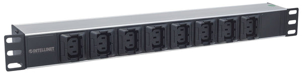 Intellinet 163651 strømforsyningsenhed (PDU) 8 AC stikkontakt(er) 1U Sort, Sølv