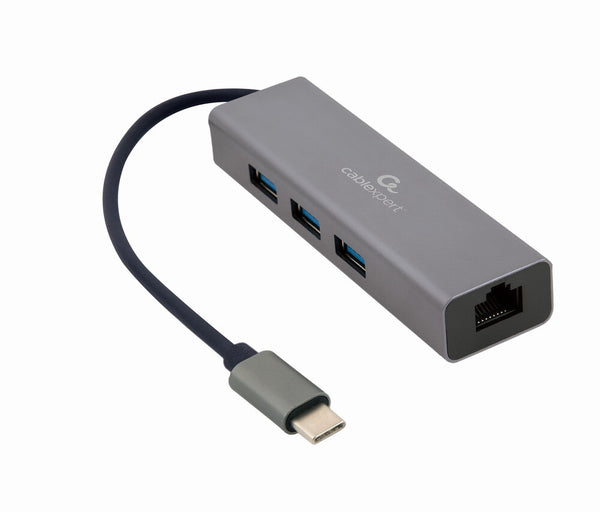 Gembird A-CMU3-LAN-01 dockingstation USB 3.2 Gen 1 (3.1 Gen 1) Type-C Grå