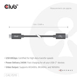 CLUB3D CAC-1570 USB-kabel USB4 Gen 2x2 1,2 m USB C 80 Gbit/sek. 240 W Sort