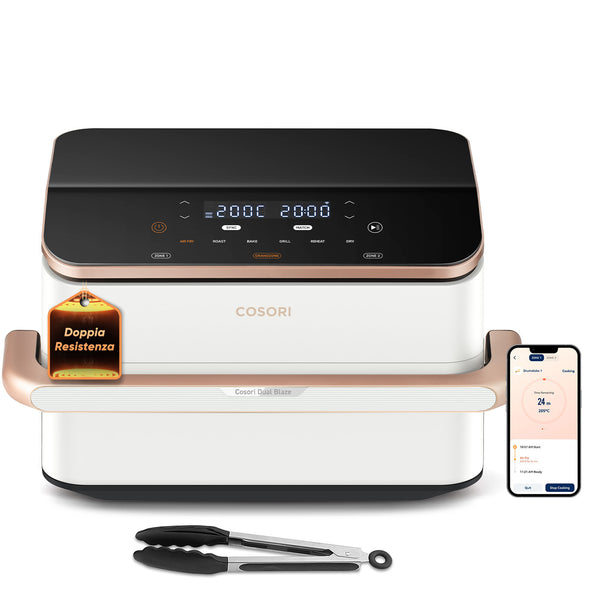 Cosori Dual Blaze Twinfry Chef Edition Dobbelt 10 L Enkeltstående 2800 W Varmluftsteger Roseguld, Hvid