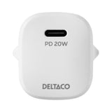 Deltaco USB-C PD vægoplader med 1 m aftageligt USB-C til lightning kabel, hvid