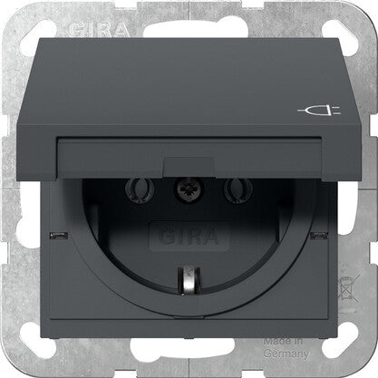 GIRA System 55 stikkontakt Schuko Anthracit