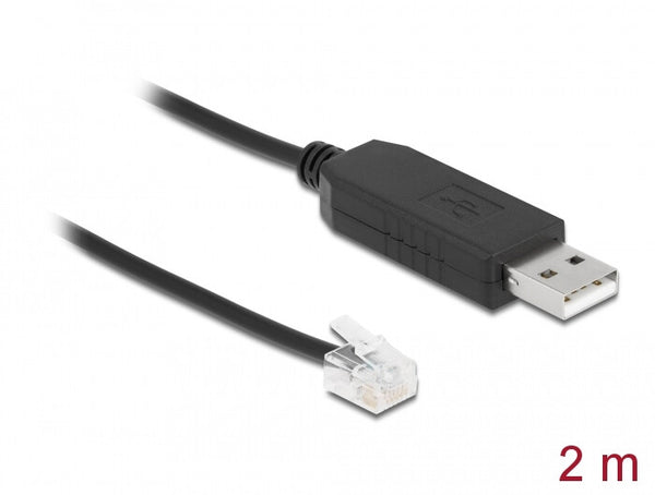 DeLOCK 66736 kabel kønsskifter RJ-12 USB 2.0 Type-A Sort
