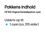 HP 912 Original Ink-blækpatron, cyan