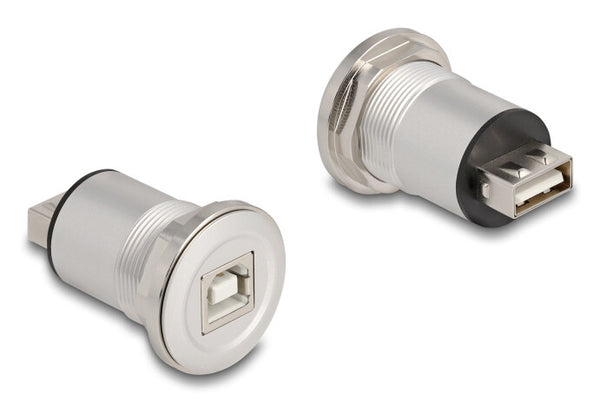 DeLOCK 88194 stikkontakt Type B + USB Type A Sort, Sølv
