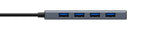 Deltaco USB-A hub, 4x USB-A female, 5 Gbps, aluminum, grey