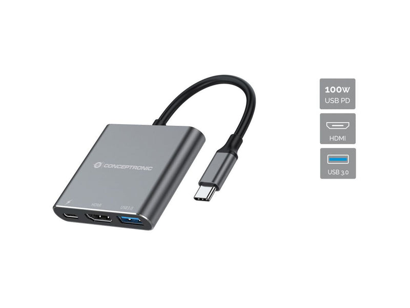 Conceptronic DONN18G dockingstation Ledningsført USB 3.2 Gen 1 (3.1 Gen 1) Type-C Grå