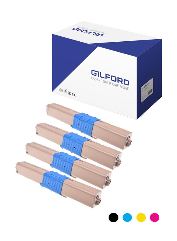 Gilford 44469706#KIT tonerpatron 1 stk Kompatibel Sort, Blå, Magenta, Gul
