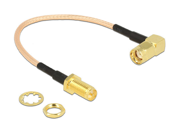 DeLOCK 0.16m, 2xRP-SMA koaxial kabel RG-316 0,16 m RP-SMA Sort, Guld, Transparent